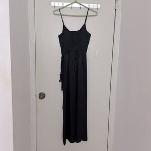 H&M Black Satin Wide Leg Jumpsuit